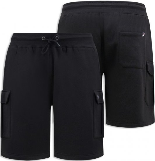 D555 Wigan 2 Elasticated Waist Fleece Cargo Shorts Black - Sweatbukser og-shorts - Sweatbukser og Sweatshorts 2XL-12XL