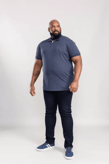 D555 Grant Polo Shirt Denim Blue - Polo- & piqueskjorter - Poloskjorte i store størrelser - 2XL-8XL