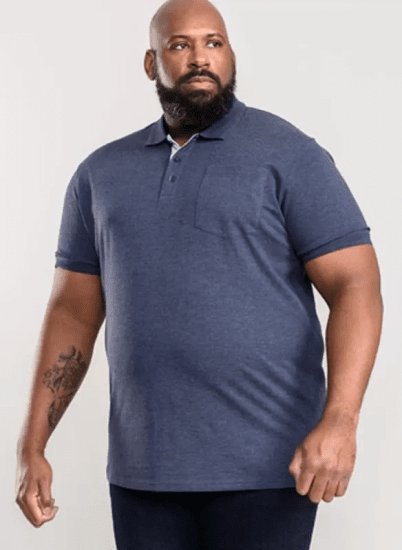 D555 Grant Polo Shirt Denim Blue - Polo- & piqueskjorter - Poloskjorte i store størrelser - 2XL-8XL