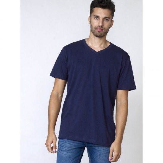 D555 Signature V-hals T-skjorte Mørkeblå - T-skjorter - Store T-skjorter - 2XL-14XL