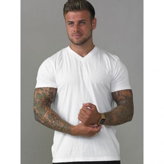 D555 Signature V-hals T-skjorte Hvit - T-skjorter - Store T-skjorter - 2XL-14XL