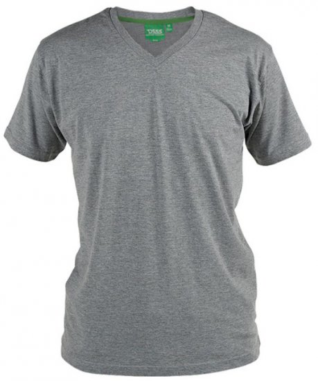 D555 Signature V-hals T-skjorte Grå - T-skjorter - Store T-skjorter - 2XL-14XL