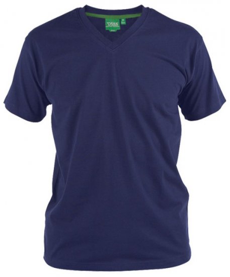 D555 Signature V-hals T-skjorte Mørkeblå - T-skjorter - Store T-skjorter - 2XL-8XL