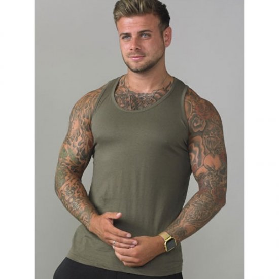 D555 Fabio Singlet Khaki - T-skjorter - Store T-skjorter - 2XL-14XL