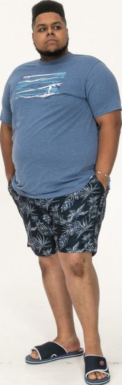 D555 Cardiff Surfer And Waves Printed Crew Neck T-shirt Denim Marl - T-skjorter - Store T-skjorter - 2XL-14XL
