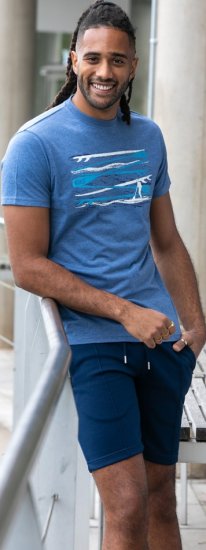 D555 Cardiff Surfer And Waves Printed Crew Neck T-shirt Denim Marl - T-skjorter - Store T-skjorter - 2XL-14XL