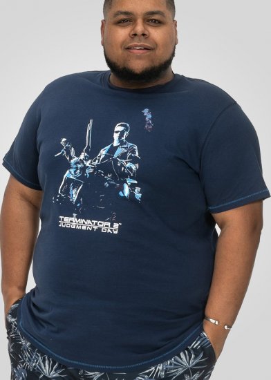 D555 Cameron Official Terminator Printed Crew Neck T-Shirt Dark Navy - T-skjorter - Store T-skjorter - 2XL-14XL