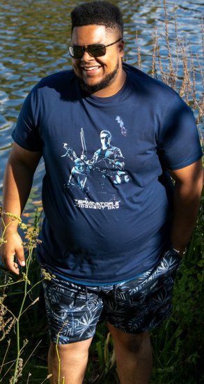 D555 Cameron Official Terminator Printed Crew Neck T-Shirt Dark Navy - T-skjorter - Store T-skjorter - 2XL-14XL