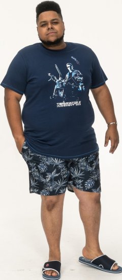 D555 Cameron Official Terminator Printed Crew Neck T-Shirt Dark Navy - T-skjorter - Store T-skjorter - 2XL-14XL