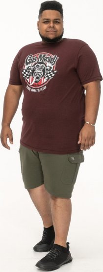 D555 Loughborough Official Gas Monkey Crew Neck T-Shirt Burgundy Black Twist - T-skjorter - Store T-skjorter - 2XL-14XL