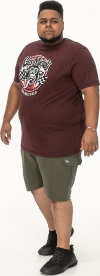 D555 Loughborough Official Gas Monkey Crew Neck T-Shirt Burgundy Black Twist - T-skjorter - Store T-skjorter - 2XL-14XL