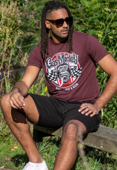 D555 Loughborough Official Gas Monkey Crew Neck T-Shirt Burgundy Black Twist - T-skjorter - Store T-skjorter - 2XL-14XL