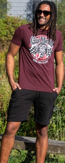 D555 Loughborough Official Gas Monkey Crew Neck T-Shirt Burgundy Black Twist - T-skjorter - Store T-skjorter - 2XL-14XL