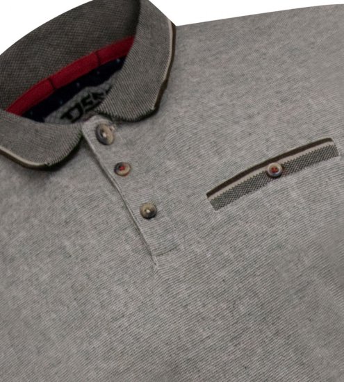 D555 Holyhead Teksturert Piké med Brystlomme Grå - Polo- & piqueskjorter - Poloskjorte i store størrelser - 2XL-8XL