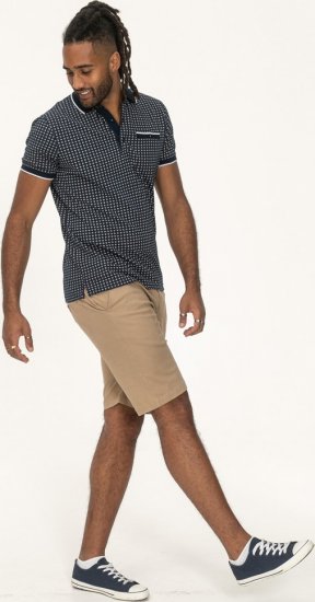 D555 Coventry AOP Polo Shirt Jacquard Collar & Ribbed Cuffs Navy - Polo- & piqueskjorter - Poloskjorte i store størrelser - 2XL-8XL