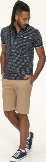 D555 Coventry AOP Polo Shirt Jacquard Collar & Ribbed Cuffs Navy - Polo- & piqueskjorter - Poloskjorte i store størrelser - 2XL-8XL