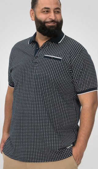 D555 Coventry AOP Polo Shirt Jacquard Collar & Ribbed Cuffs Navy - Polo- & piqueskjorter - Poloskjorte i store størrelser - 2XL-8XL