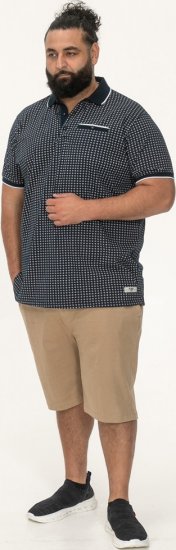 D555 Coventry AOP Polo Shirt Jacquard Collar & Ribbed Cuffs Navy - Polo- & piqueskjorter - Poloskjorte i store størrelser - 2XL-8XL