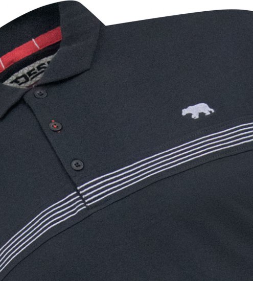 D555 Stafford Cut And Sew Embroidery Stripe Short Sleeve Polo Black - Polo- & piqueskjorter - Poloskjorte i store størrelser - 2XL-8XL