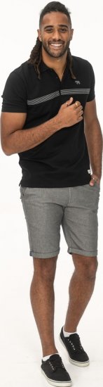 D555 Stafford Cut And Sew Embroidery Stripe Short Sleeve Polo Black - Polo- & piqueskjorter - Poloskjorte i store størrelser - 2XL-8XL