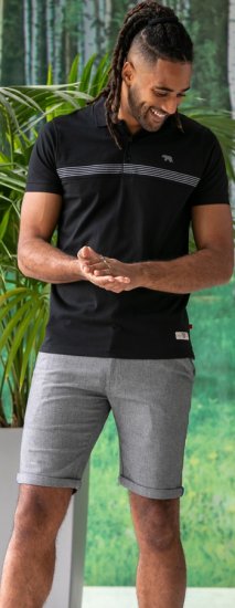 D555 Stafford Cut And Sew Embroidery Stripe Short Sleeve Polo Black - Polo- & piqueskjorter - Poloskjorte i store størrelser - 2XL-8XL