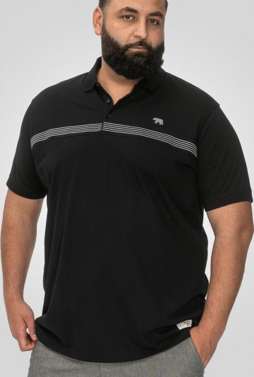 D555 Stafford Cut And Sew Embroidery Stripe Short Sleeve Polo Black - Polo- & piqueskjorter - Poloskjorte i store størrelser - 2XL-8XL