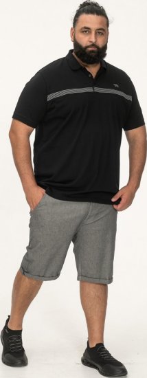 D555 Stafford Cut And Sew Embroidery Stripe Short Sleeve Polo Black - Polo- & piqueskjorter - Poloskjorte i store størrelser - 2XL-8XL