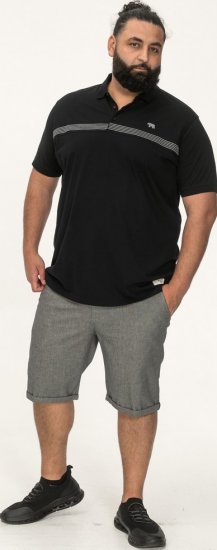 D555 Stafford Cut And Sew Embroidery Stripe Short Sleeve Polo Black - Polo- & piqueskjorter - Poloskjorte i store størrelser - 2XL-8XL