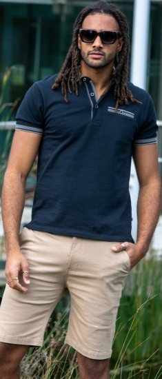 D555 Ilkeston Jacquard Collar & Cuff Short Sleeve Pique Polo Navy - Polo- & piqueskjorter - Poloskjorte i store størrelser - 2XL-8XL