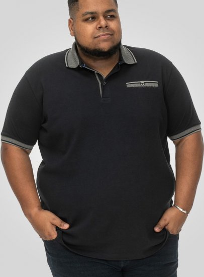 D555 Ilkeston Jacquard Collar & Cuff Short Sleeve Pique Polo Navy - Polo- & piqueskjorter - Poloskjorte i store størrelser - 2XL-8XL