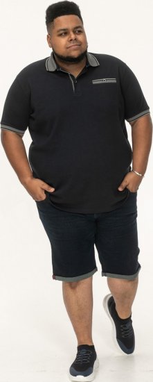 D555 Ilkeston Jacquard Collar & Cuff Short Sleeve Pique Polo Navy - Polo- & piqueskjorter - Poloskjorte i store størrelser - 2XL-8XL