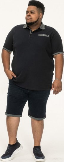 D555 Ilkeston Jacquard Collar & Cuff Short Sleeve Pique Polo Navy - Polo- & piqueskjorter - Poloskjorte i store størrelser - 2XL-8XL