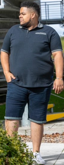 D555 Ilkeston Jacquard Collar & Cuff Short Sleeve Pique Polo Navy - Polo- & piqueskjorter - Poloskjorte i store størrelser - 2XL-8XL