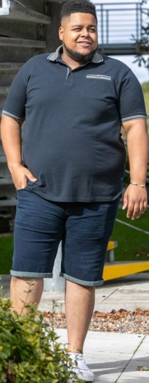 D555 Ilkeston Jacquard Collar & Cuff Short Sleeve Pique Polo Navy - Polo- & piqueskjorter - Poloskjorte i store størrelser - 2XL-8XL