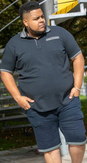 D555 Ilkeston Jacquard Collar & Cuff Short Sleeve Pique Polo Navy - Polo- & piqueskjorter - Poloskjorte i store størrelser - 2XL-8XL