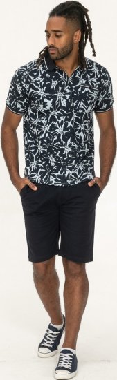 D555 Halifax AOP Hawaiian Print Short Sleeve Polo Blue - T-skjorter - Store T-skjorter - 2XL-14XL