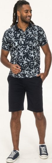 D555 Halifax AOP Hawaiian Print Short Sleeve Polo Blue - T-skjorter - Store T-skjorter - 2XL-14XL