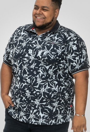 D555 Halifax AOP Hawaiian Print Short Sleeve Polo Blue - T-skjorter - Store T-skjorter - 2XL-14XL