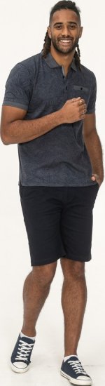 D555 Uttoxeter AOP Leaf Print Short Sleeve Polo Denim - Polo- & piqueskjorter - Poloskjorte i store størrelser - 2XL-8XL