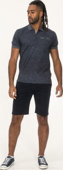D555 Uttoxeter AOP Leaf Print Short Sleeve Polo Denim - Polo- & piqueskjorter - Poloskjorte i store størrelser - 2XL-8XL
