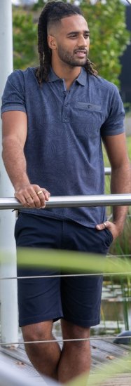 D555 Uttoxeter AOP Leaf Print Short Sleeve Polo Denim - Polo- & piqueskjorter - Poloskjorte i store størrelser - 2XL-8XL