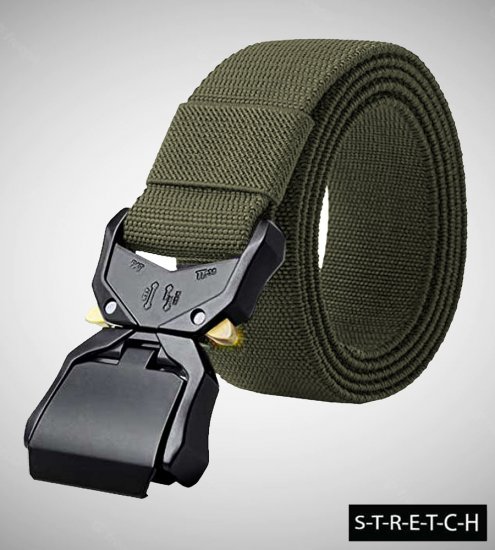 D555 Dale Tactical Stretch Webbing Belt with Heavy Duty Quick Release Buckle Khaki - Belter - Lange belter - W40-W70/2XL-8XL