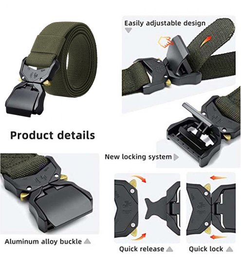 D555 Dale Tactical Stretch Webbing Belt with Heavy Duty Quick Release Buckle Khaki - Belter - Lange belter - W40-W70/2XL-8XL