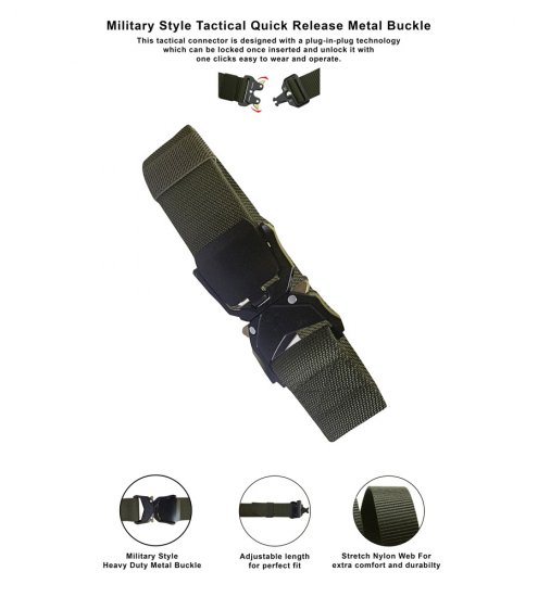 D555 Dale Tactical Stretch Webbing Belt with Heavy Duty Quick Release Buckle Khaki - Belter - Lange belter - W40-W70/2XL-8XL