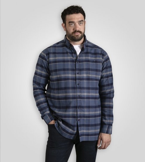 D555 Shrewsbury Long Sleeve with Chest Pocket Blue/Navy Check TALL SIZES - HERREKLÆR MT-6XLT - Klær for høye menn