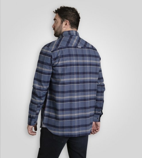 D555 Shrewsbury Long Sleeve with Chest Pocket Blue/Navy Check - Skjorter - Store skjorter - 2XL-8XL