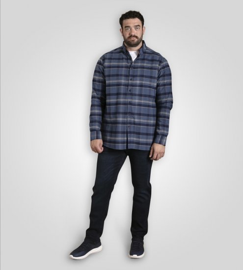 D555 Shrewsbury Long Sleeve with Chest Pocket Blue/Navy Check TALL SIZES - HERREKLÆR MT-6XLT - Klær for høye menn