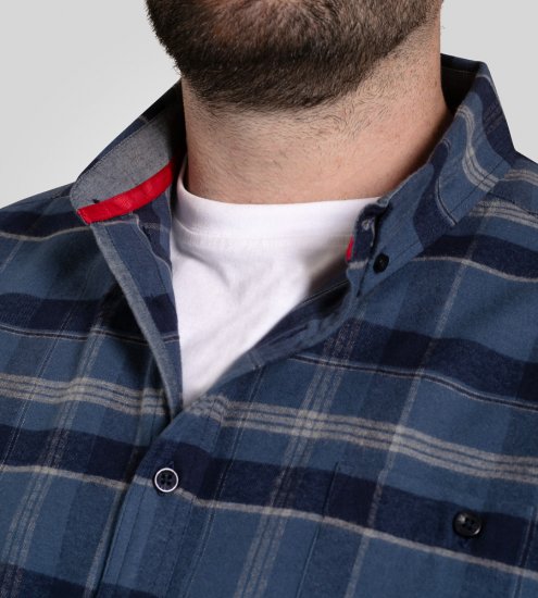 D555 Shrewsbury Long Sleeve with Chest Pocket Blue/Navy Check - Skjorter - Store skjorter - 2XL-8XL