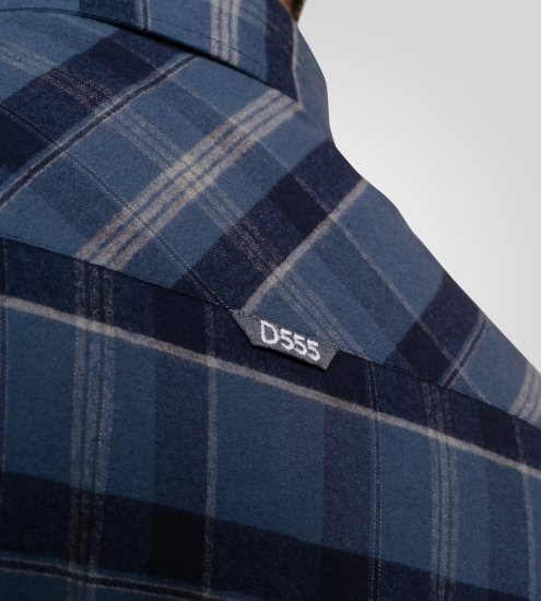 D555 Shrewsbury Long Sleeve with Chest Pocket Blue/Navy Check TALL SIZES - HERREKLÆR MT-6XLT - Klær for høye menn