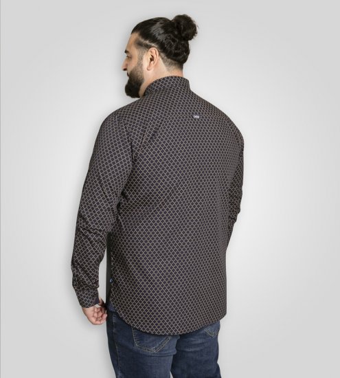 D555 Sheffield Long Sleeve AOP Micro Gold Shirt Navy - Skjorter - Store skjorter - 2XL-8XL